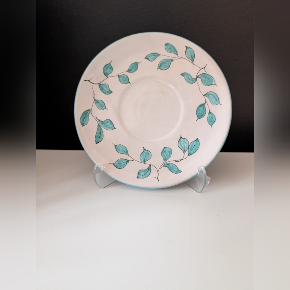 Vintage 6.75" Hand-Painted and Numbered Peasant Village Vine Tea Plate